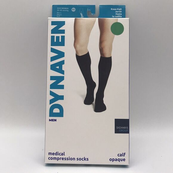 DYNAVEN Medical Compression Socks 20-30mmHg 922CMSM99 Men's MS Black Knee High - Picture 1 of 5
